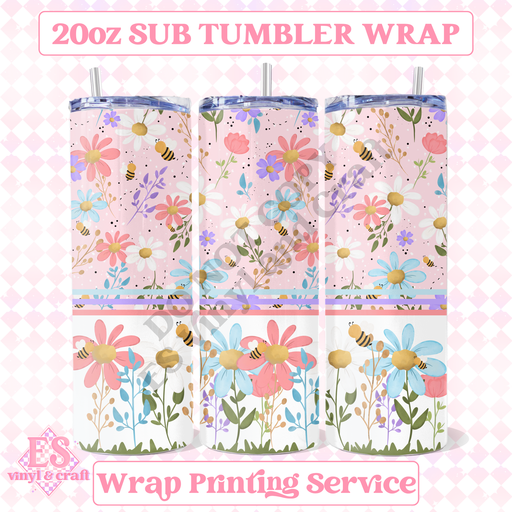 Spring Bees - Full 20oz Tumbler Sublimation Print image 0