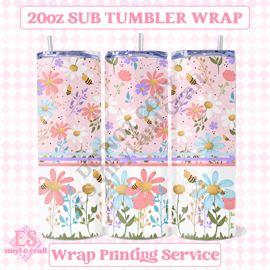 Spring Bees - Full 20oz Tumbler Sublimation Print image 0