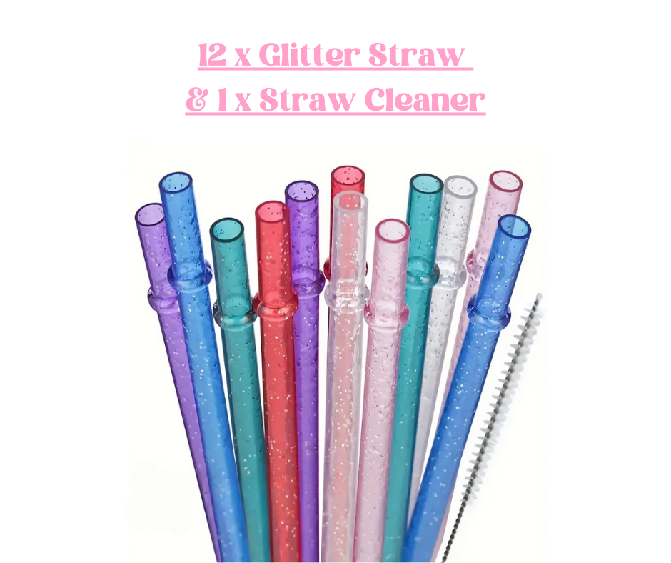 Glitter Straw Pack and Straw Cleaner (12 Straws and 1 Cleaner) image 0