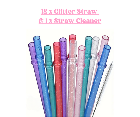 Glitter Straw Pack and Straw Cleaner (12 Straws and 1 Cleaner) image 0