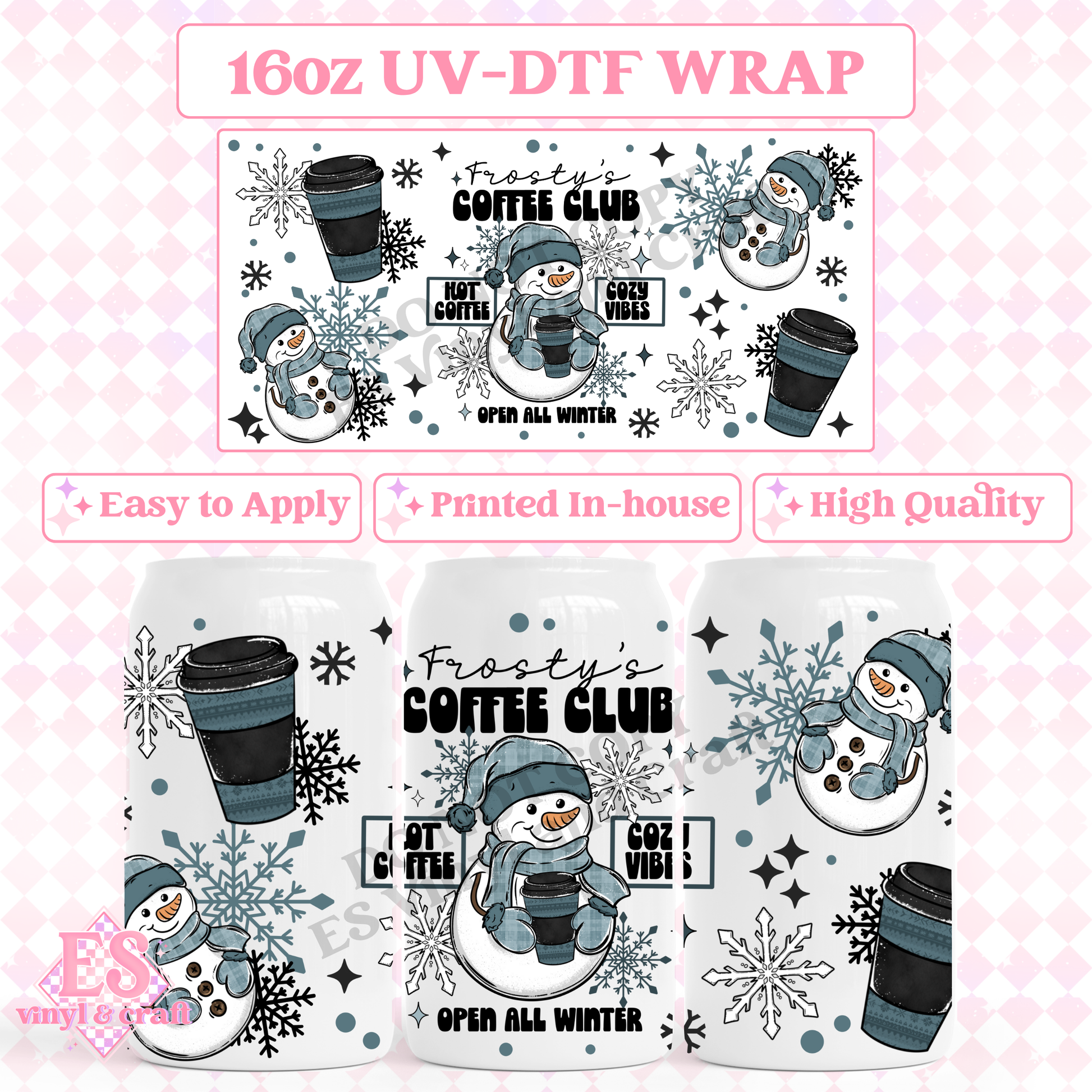 Frosty's Coffee Club - 16oz Beer Can / Libbey UV-DTF image 0