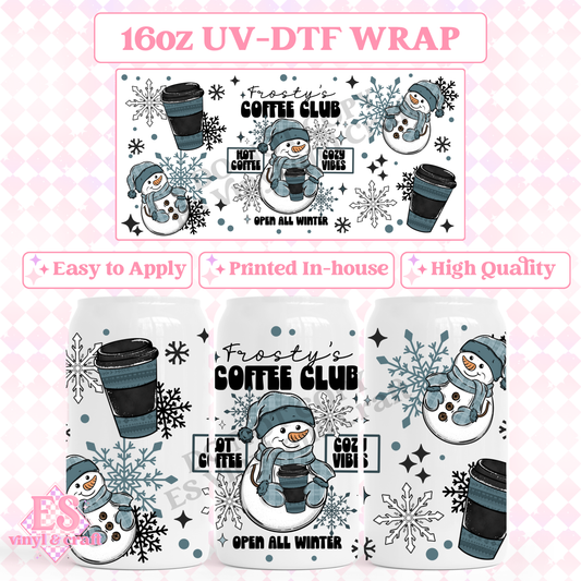 Frosty's Coffee Club - 16oz Beer Can / Libbey UV-DTF image 0