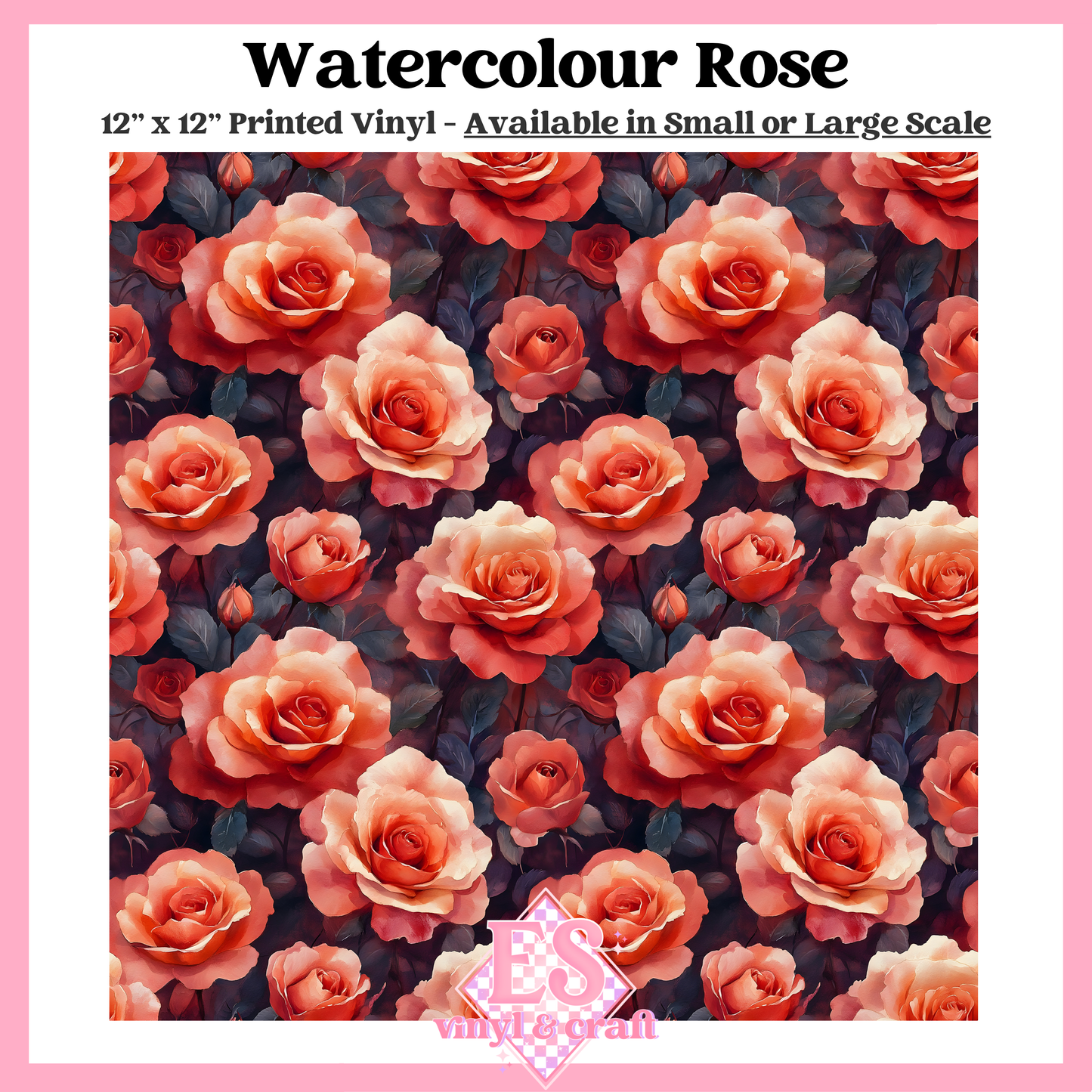 Watercolour Rose - Small or Large Scale Options - 12" x 12" Sheet image 0
