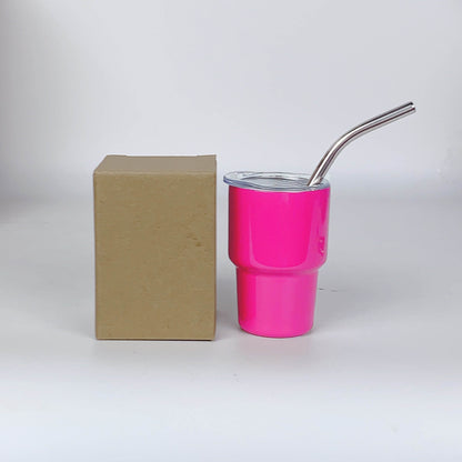 2oz Mini Double Wall Shot Tumblers with Lid and Metal Straw image 2
