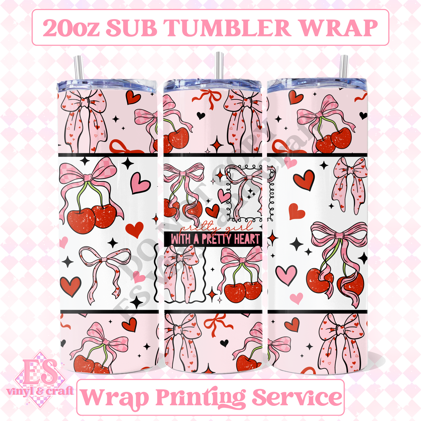 Pretty Heart - Full 20oz Tumbler Sublimation Print image 0