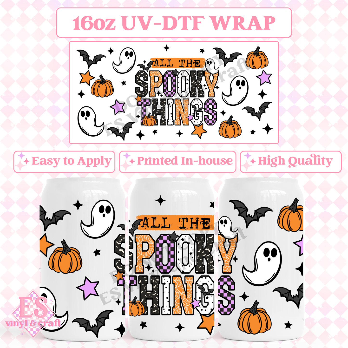 All The Spooky Things - 16oz Beer Can / Libbey UV-DTF Transfer image 0