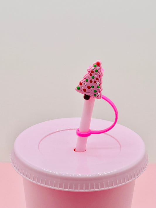 Straw Topper - Pink Christmas Tree image 0