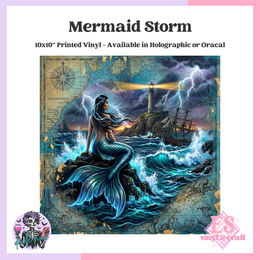Mermaid Storm - 10" x 10" Self Adhesive Vinyl (Oracal or Holo)