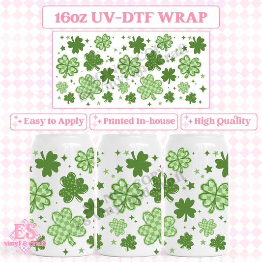 Shamrock - 16oz Beer Can / Libbey UV-DTF image 0