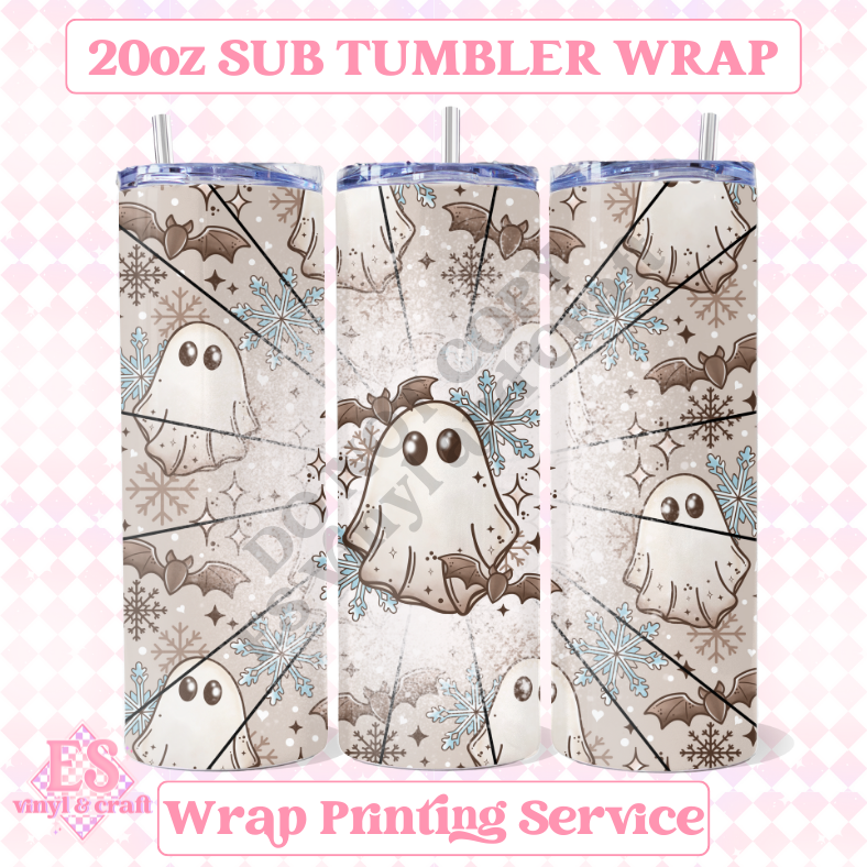 Winter Ghost - Full 20oz Tumbler Sublimation Ready Print image 0