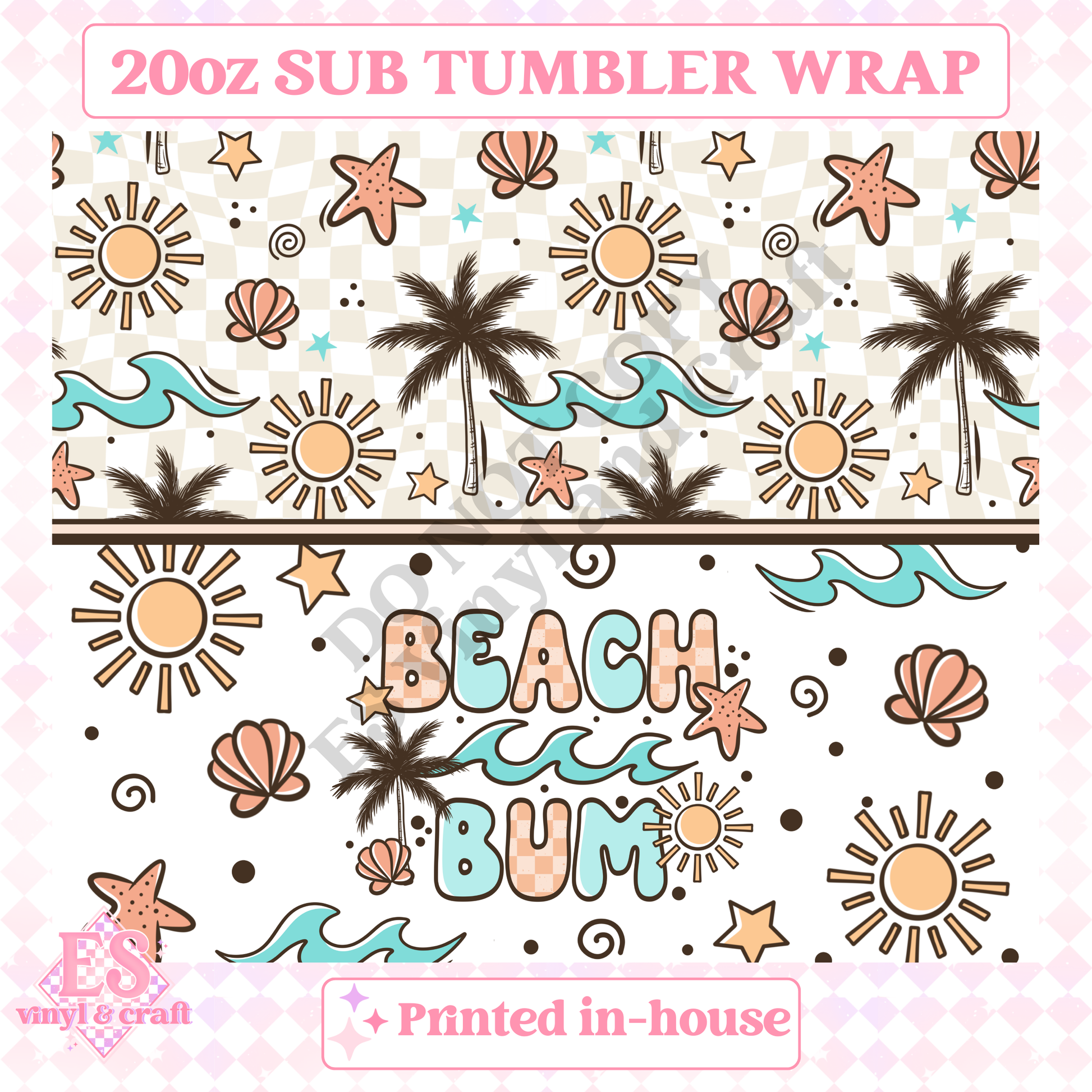 Beach Bum - Full 20oz Tumbler Sublimation Print image 1