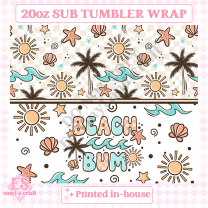 Beach Bum - Full 20oz Tumbler Sublimation Print image 1