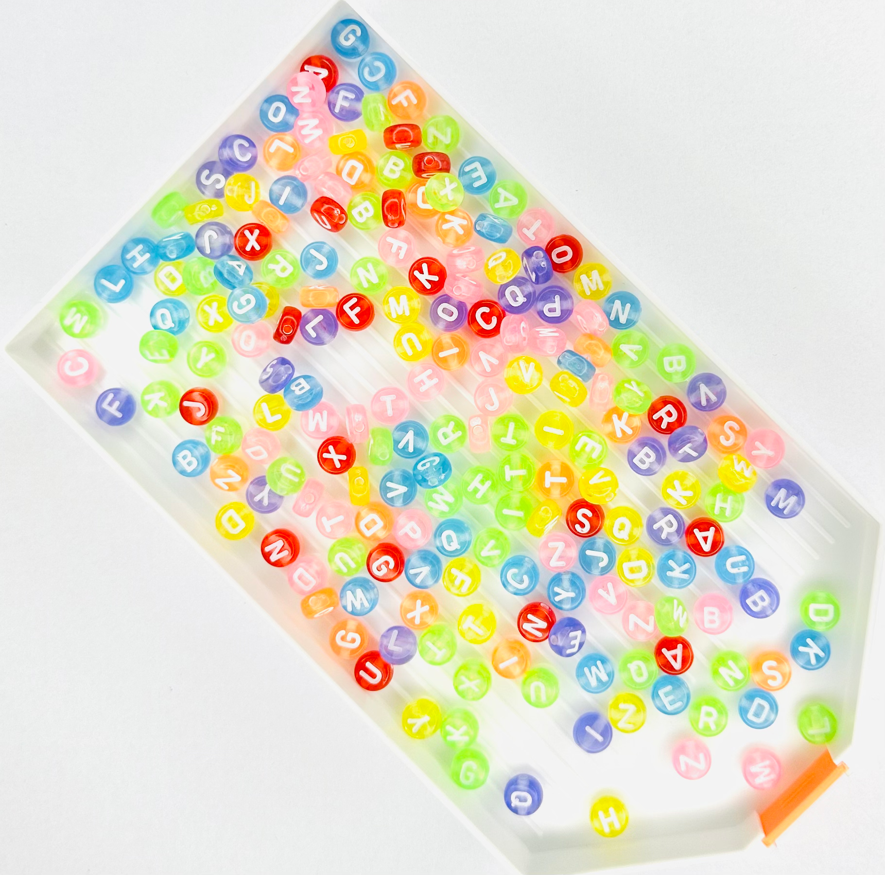 Transparent Multicoloured Beads White Letters (Pack of 200) image 0