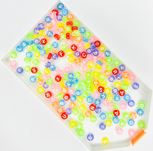 Transparent Multicoloured Beads White Letters (Pack of 200) image 0