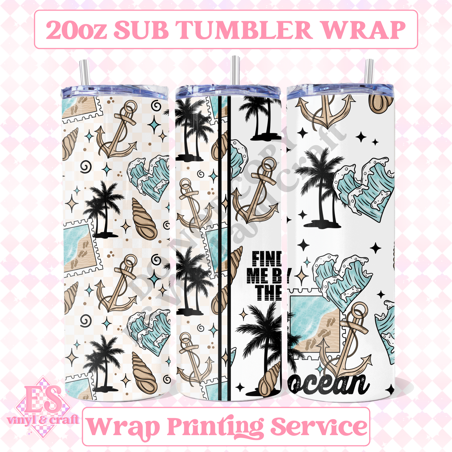 By the Ocean - Full 20oz Tumbler Sublimation Print image 0