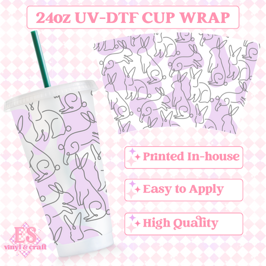 Line Bunnies - UVDTF 24oz Cold Cup Wrap image 0