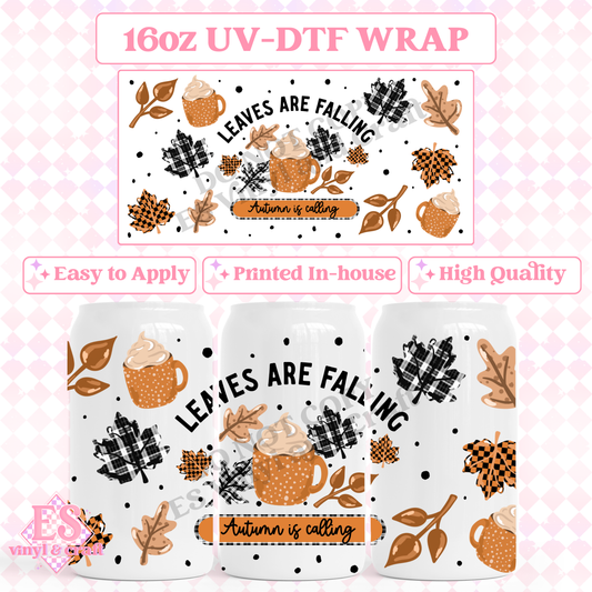 Leaves are Falling - 16oz Beer Can / Libbey UV-DTF Transfer image 0