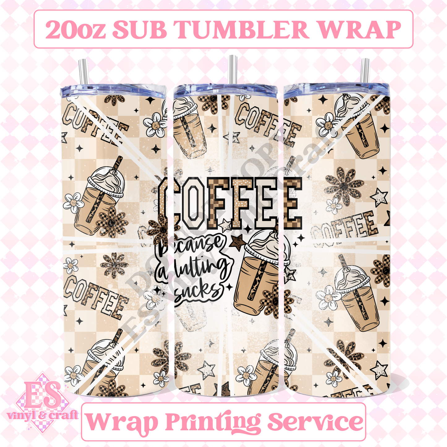 Coffee - Full 20oz Tumbler Sublimation Print image 0