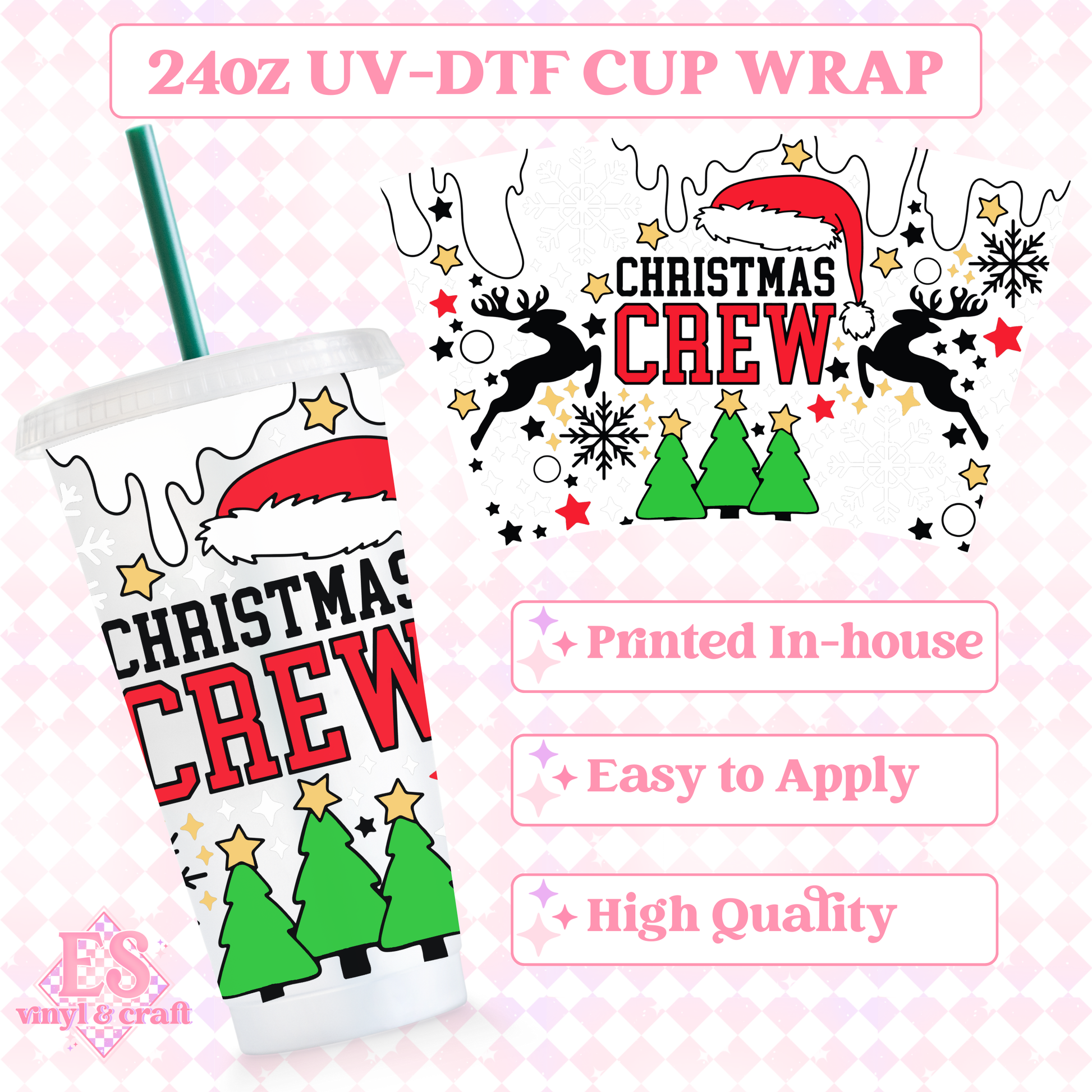 Christmas Crew - UVDTF 24oz Cold Cup Wrap image 0