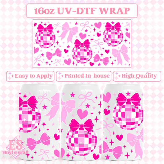 Disco Bow - UVDTF 16oz Libbey Can Wrap image 0
