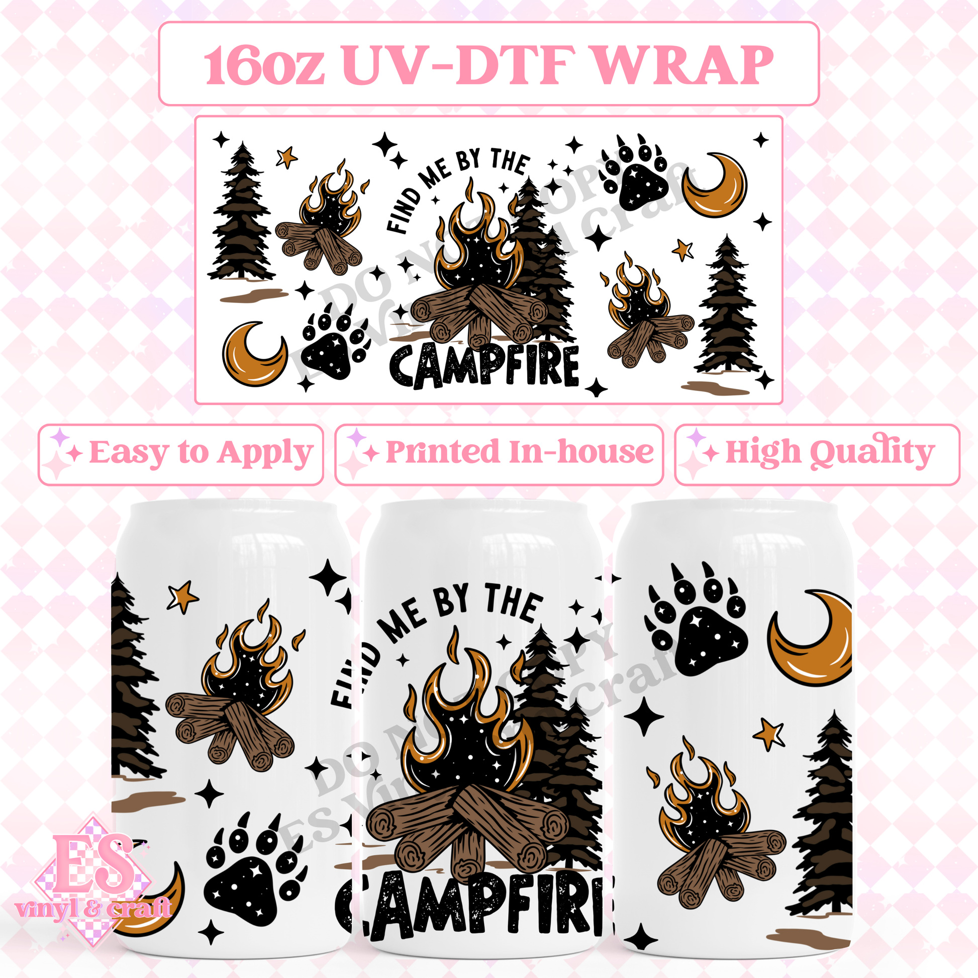 Find Me By The Campfire - 16oz Beer Can / Libbey UV-DTF Transfer image 0