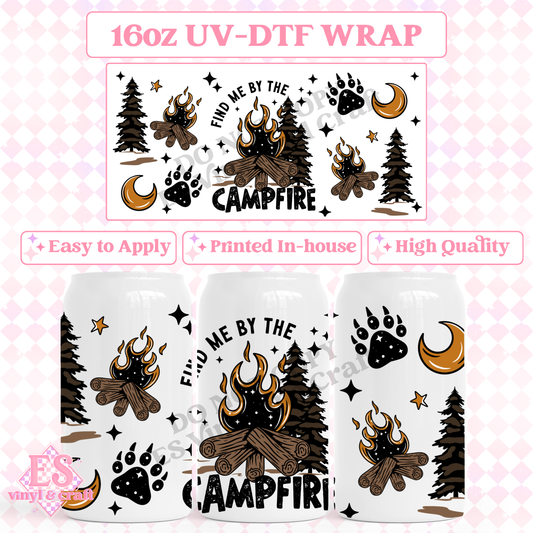 Find Me By The Campfire - 16oz Beer Can / Libbey UV-DTF Transfer image 0