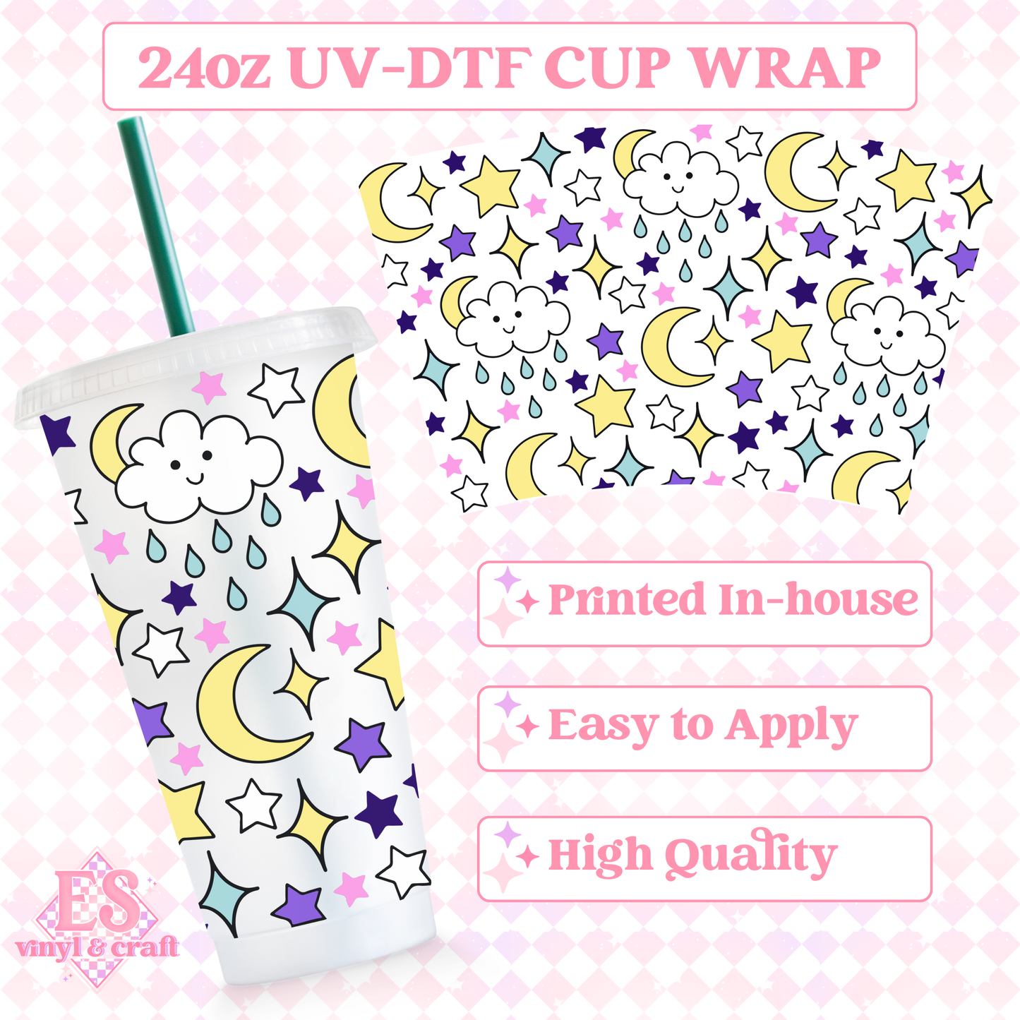 Midnight Rain - UVDTF 24oz Cold Cup Wrap image 0