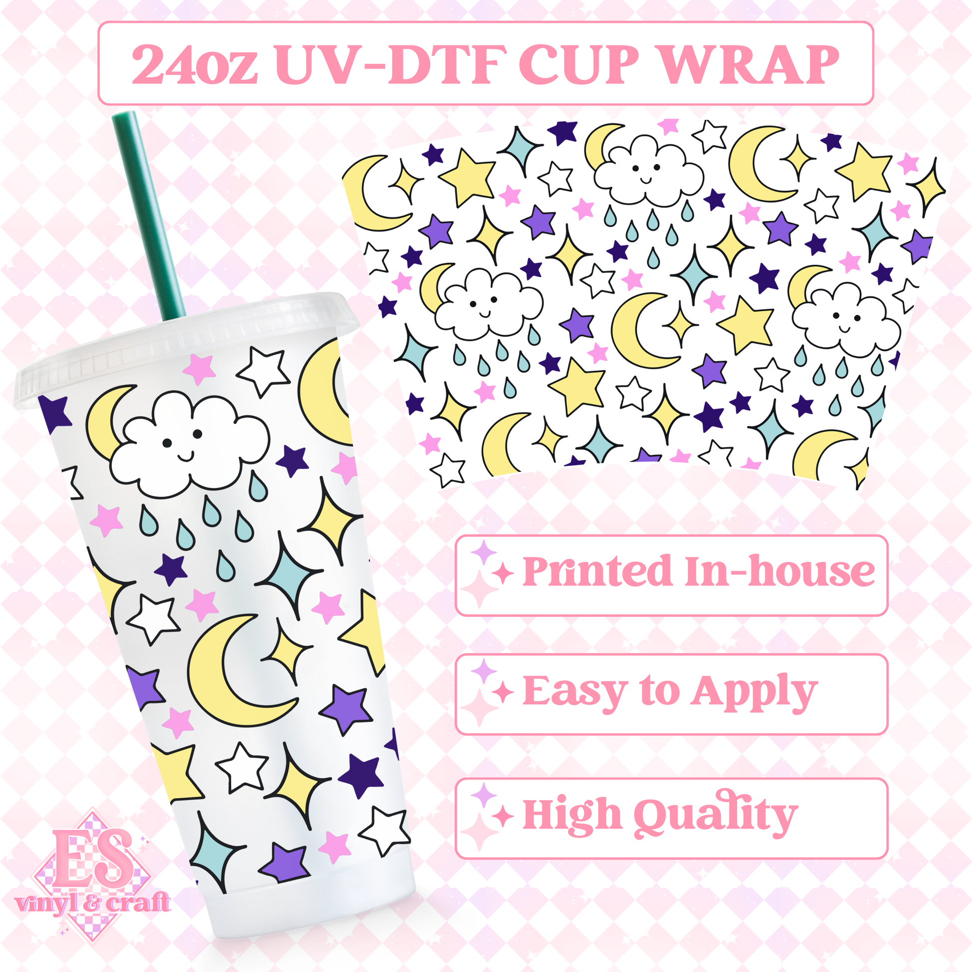 Midnight Rain - UVDTF 24oz Cold Cup Wrap image 0