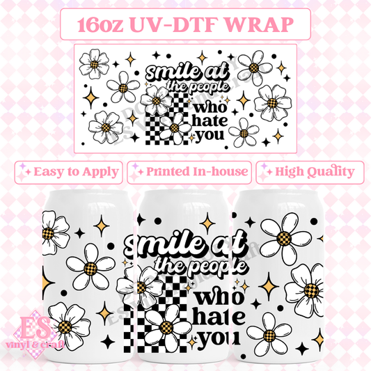 Smile at the People - 16oz Beer Can / Libbey UV-DTF Transfer image 0