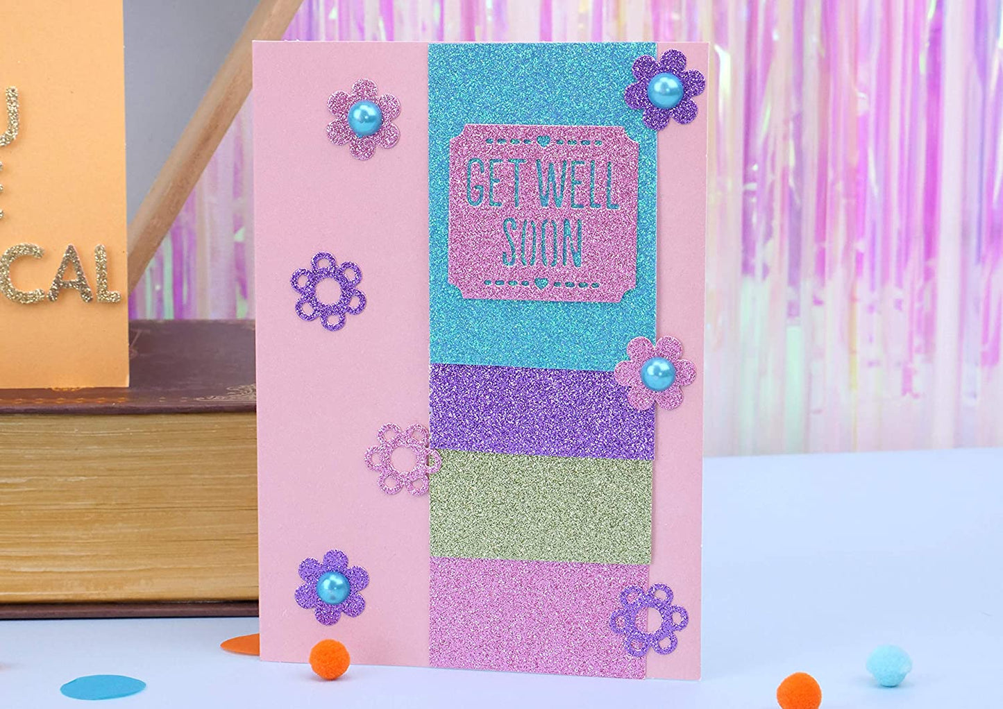 Dovecraft Glitter Card A4 Pad - Pastels 24 Sheets 300gsm image 4