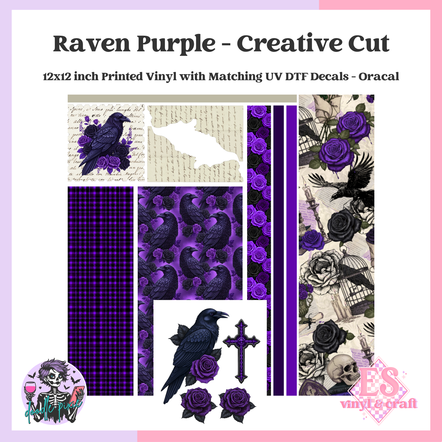 Raven Purple Creative Cuts - 12" x 12" Printed Vinyl and UVDTF Decal image 0