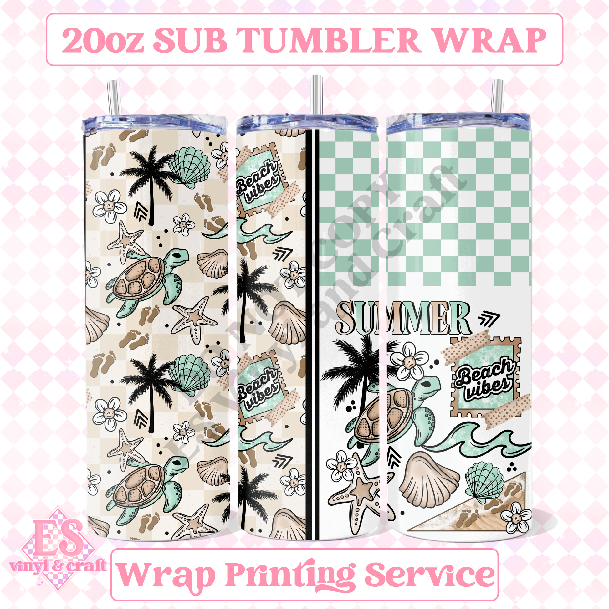 Summer Beach Vibes - Full 20oz Tumbler Sublimation Print image 0