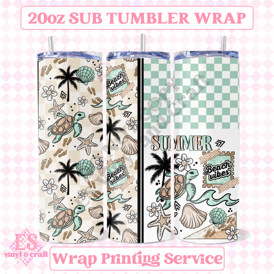 Summer Beach Vibes - Full 20oz Tumbler Sublimation Print image 0