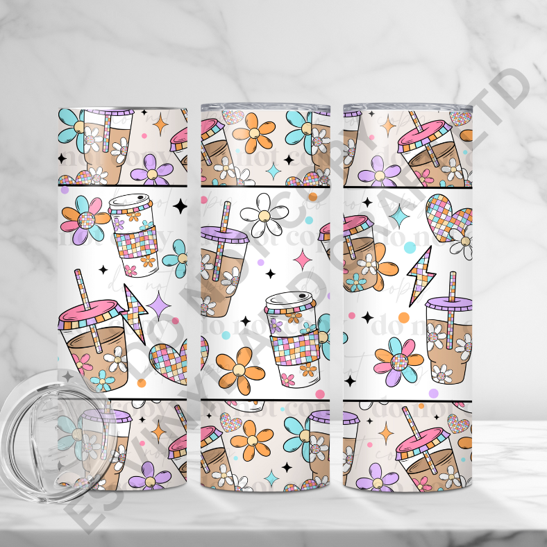 Retro Coffee - Full 20oz Tumbler Sublimation Ready Print image 0