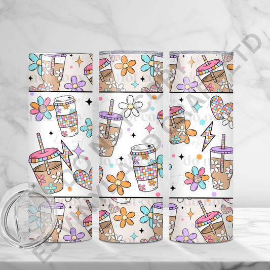 Retro Coffee - Full 20oz Tumbler Sublimation Ready Print image 0