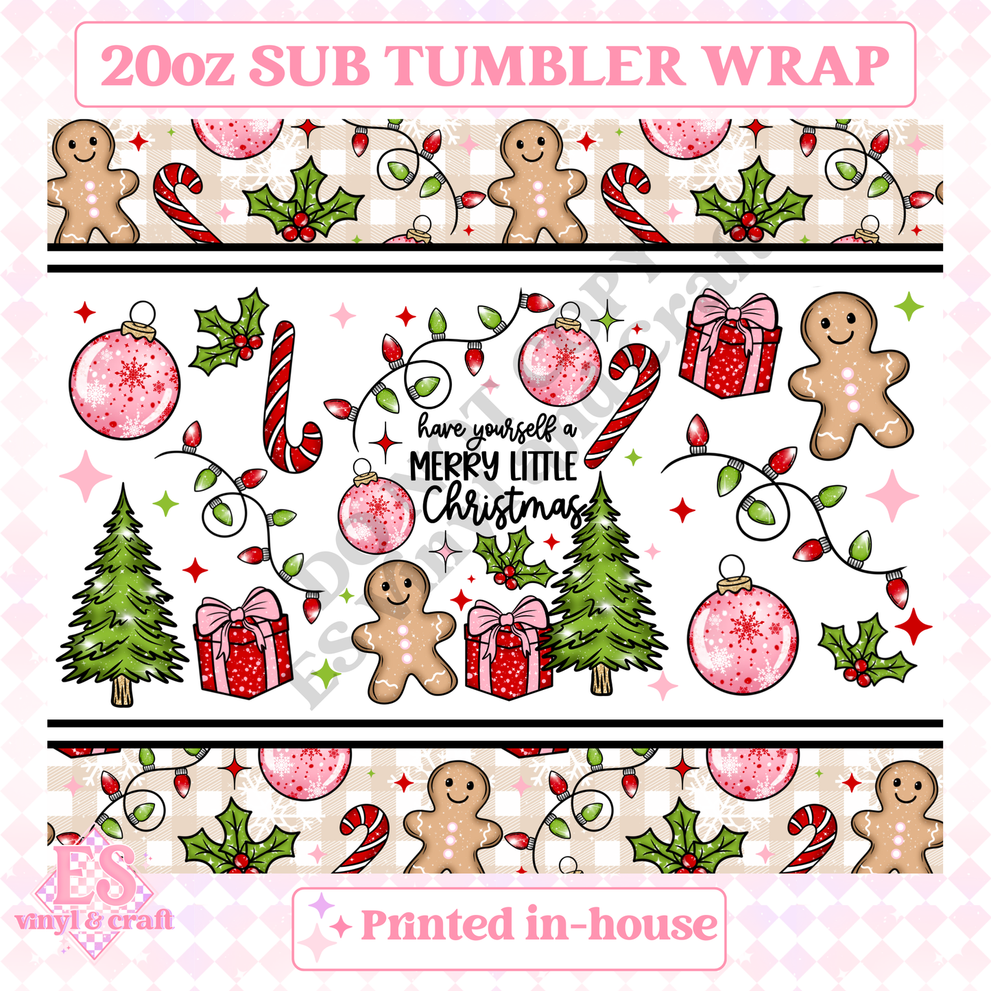 Merry Little Christmas - Full 20oz Tumbler Sublimation Print image 1