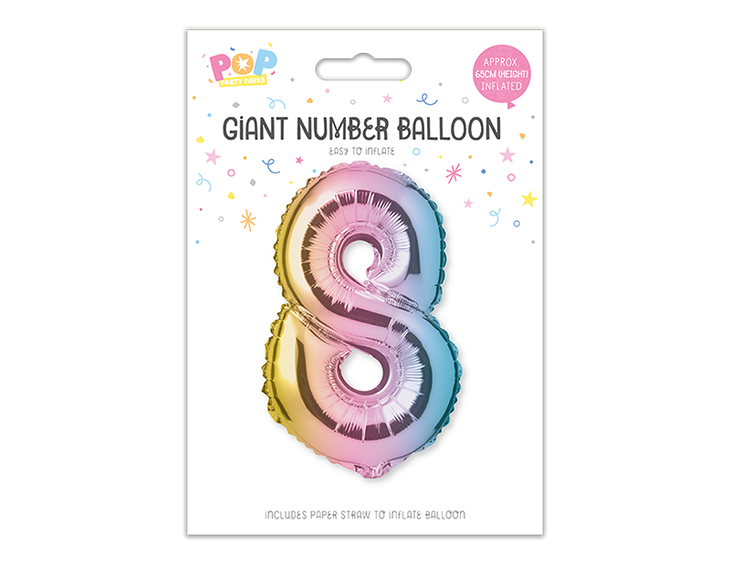 Multicoloured Foil Number Balloon 65cm image 8