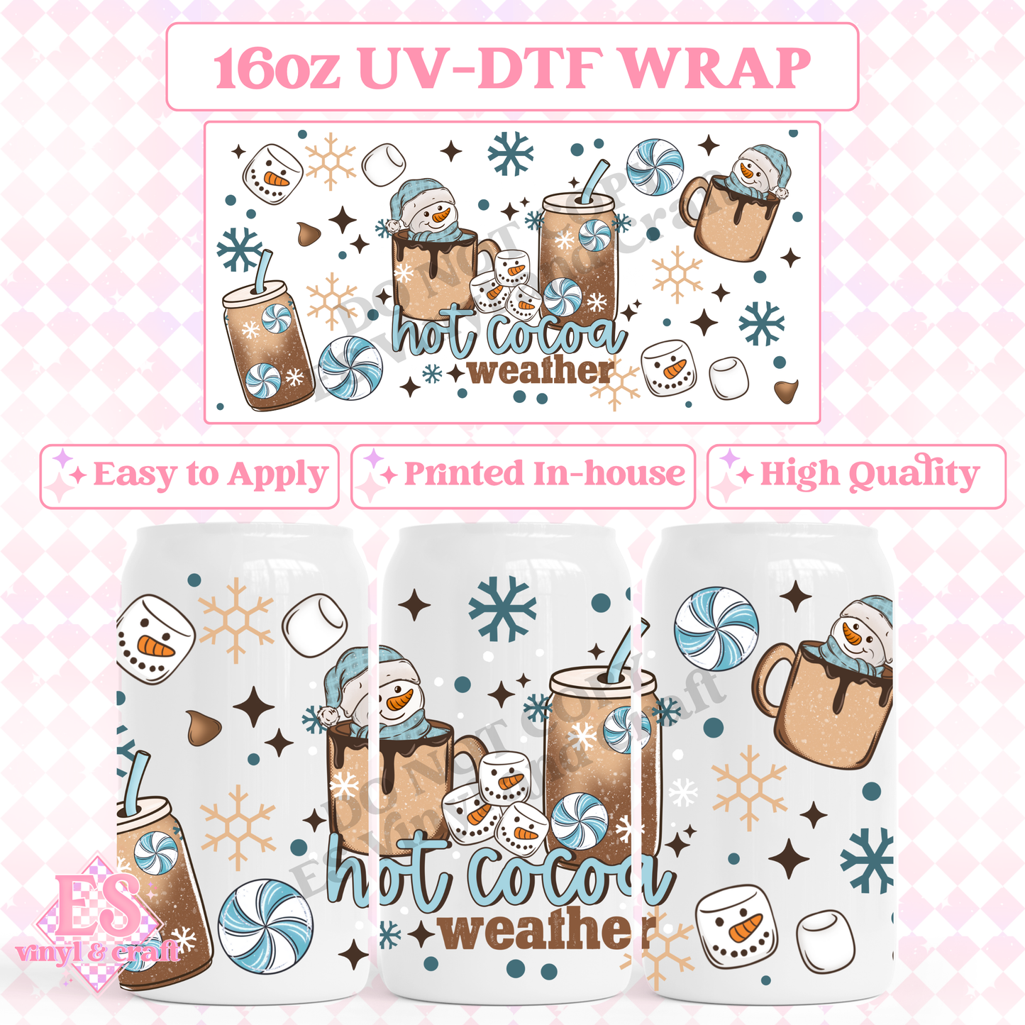 Hot Cocoa Weather - 16oz Beer Can / Libbey UV-DTF image 0