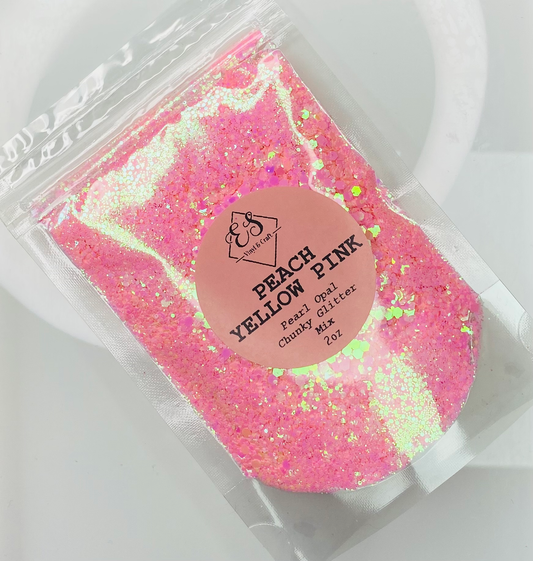 Peach Yellow Pink - Pearl Opal Chunky Glitter Mix image 0