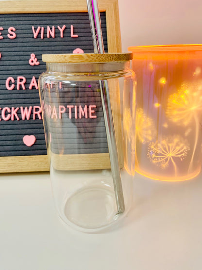 Bamboo Beer Can Glasses 16oz - Vinyl or UVDTF Plastic Straw image 0