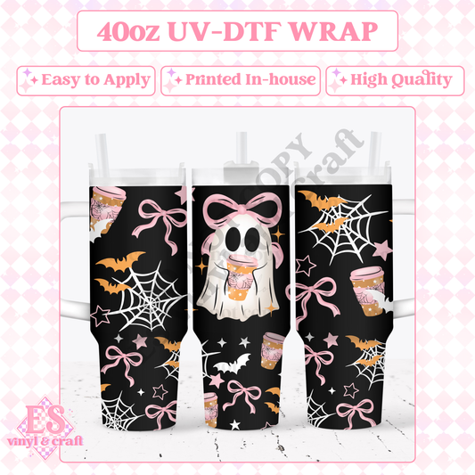 Coffee Ghostie - 40oz Tumbler Wraps - UV-DTF (2 Wraps - Top an image 0