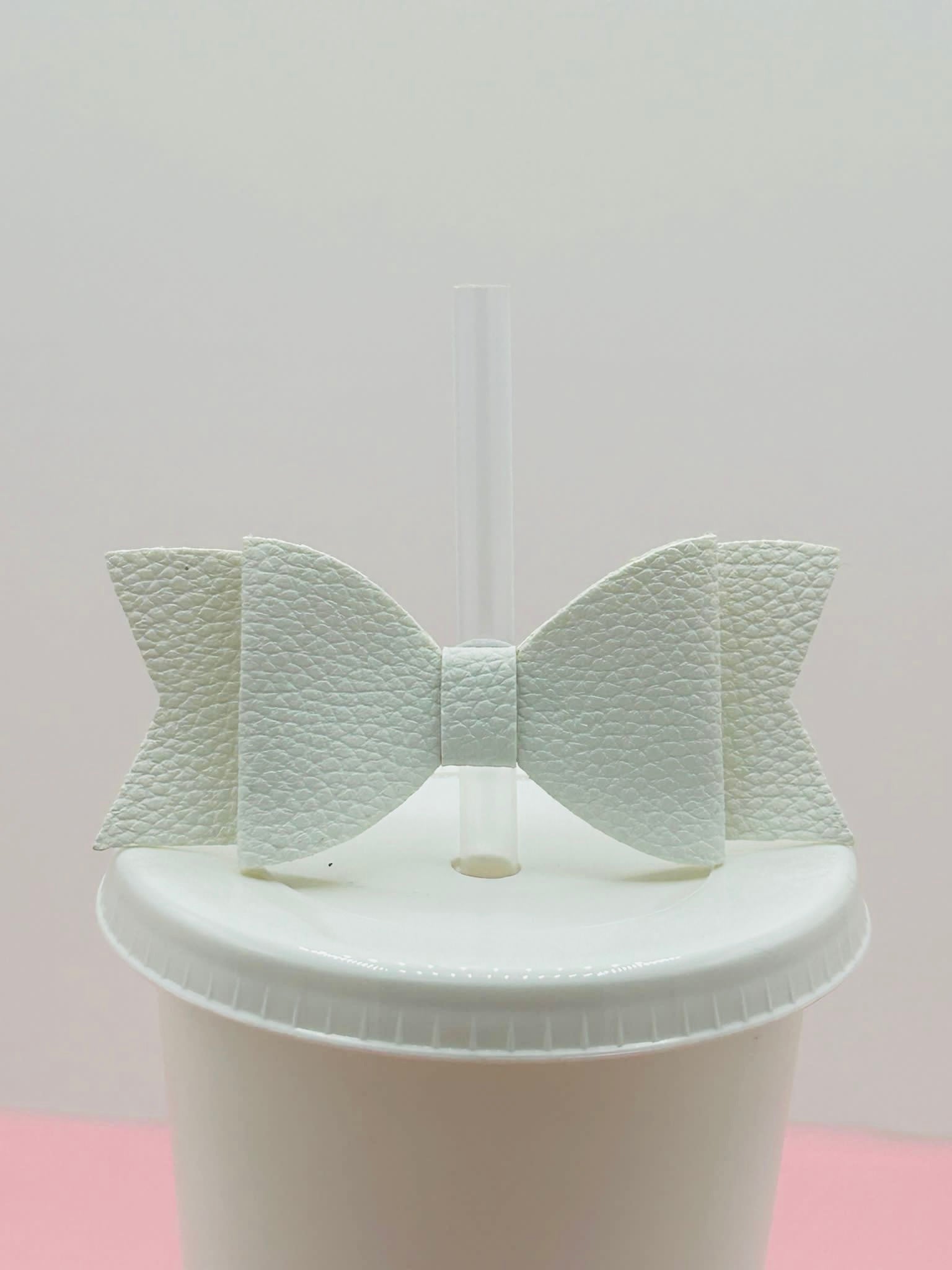 Bow Straw Topper - Faux Leather White image 0