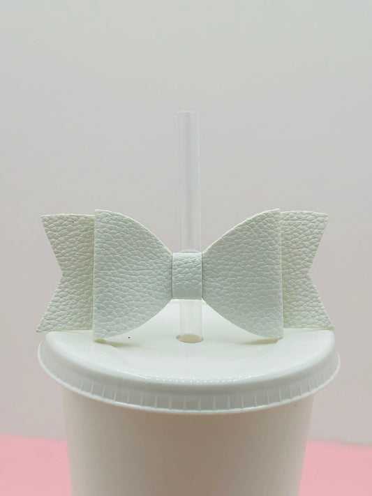 Bow Straw Topper - Faux Leather White image 0