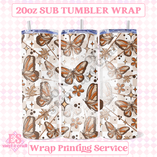 Autumn Butterfly - Full 20oz Tumbler Sublimation Ready Print image 0