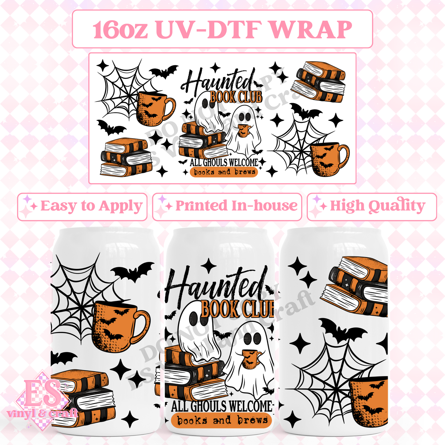 Haunted Book Club - 16oz Beer Can / Libbey UV-DTF Transfer image 0