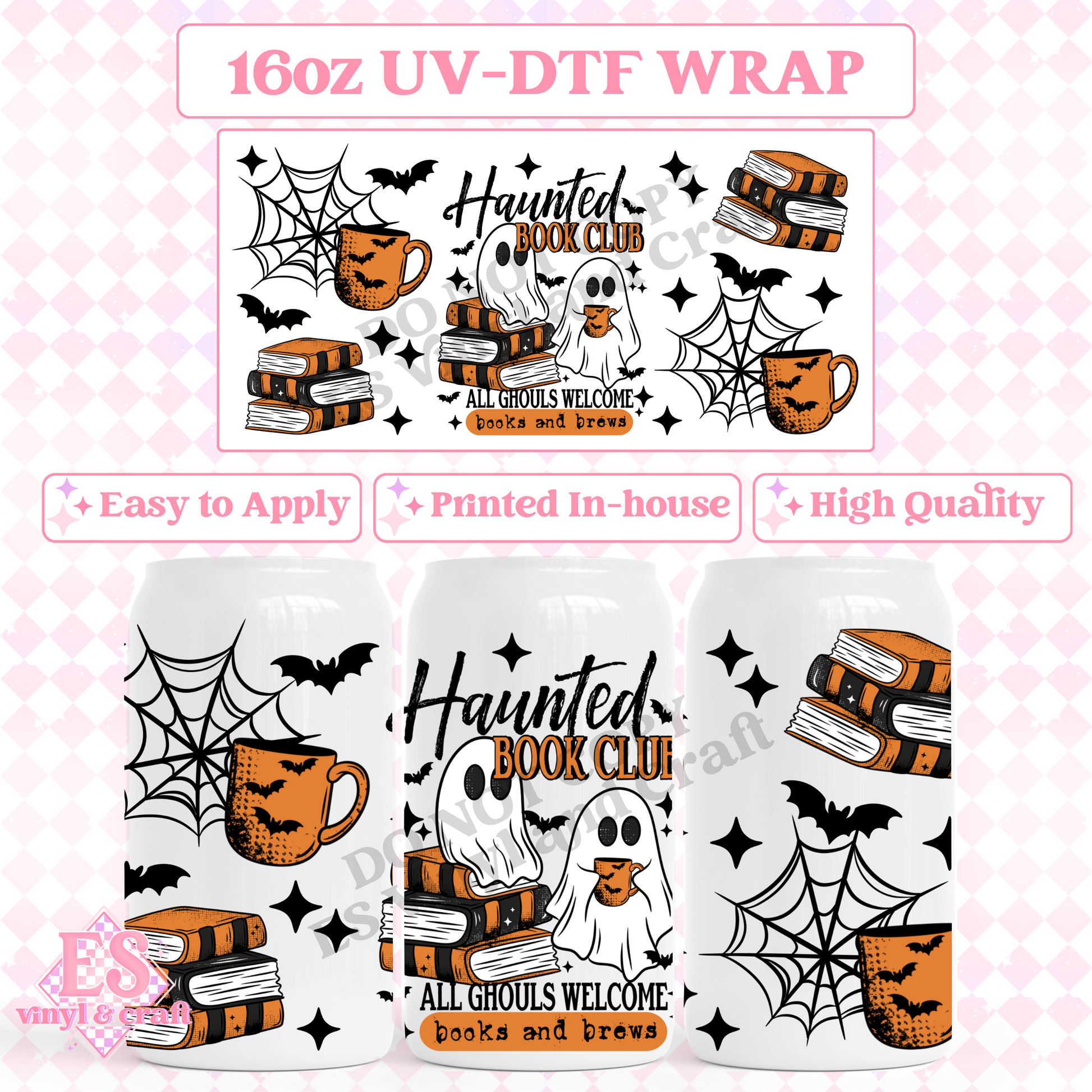 Haunted Book Club - 16oz Beer Can / Libbey UV-DTF Transfer image 0