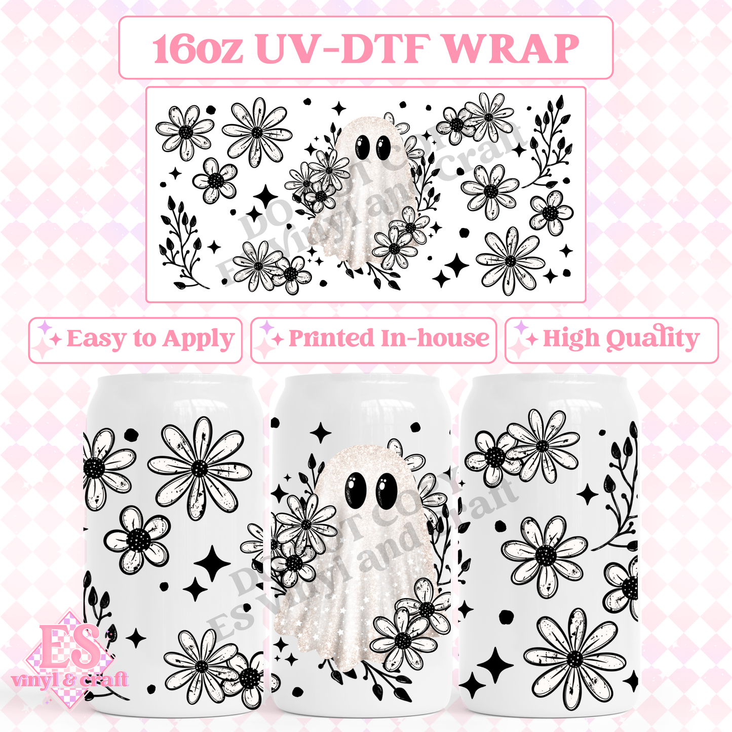 Daisy Ghostie - 16oz Beer Can / Libbey UV-DTF image 0