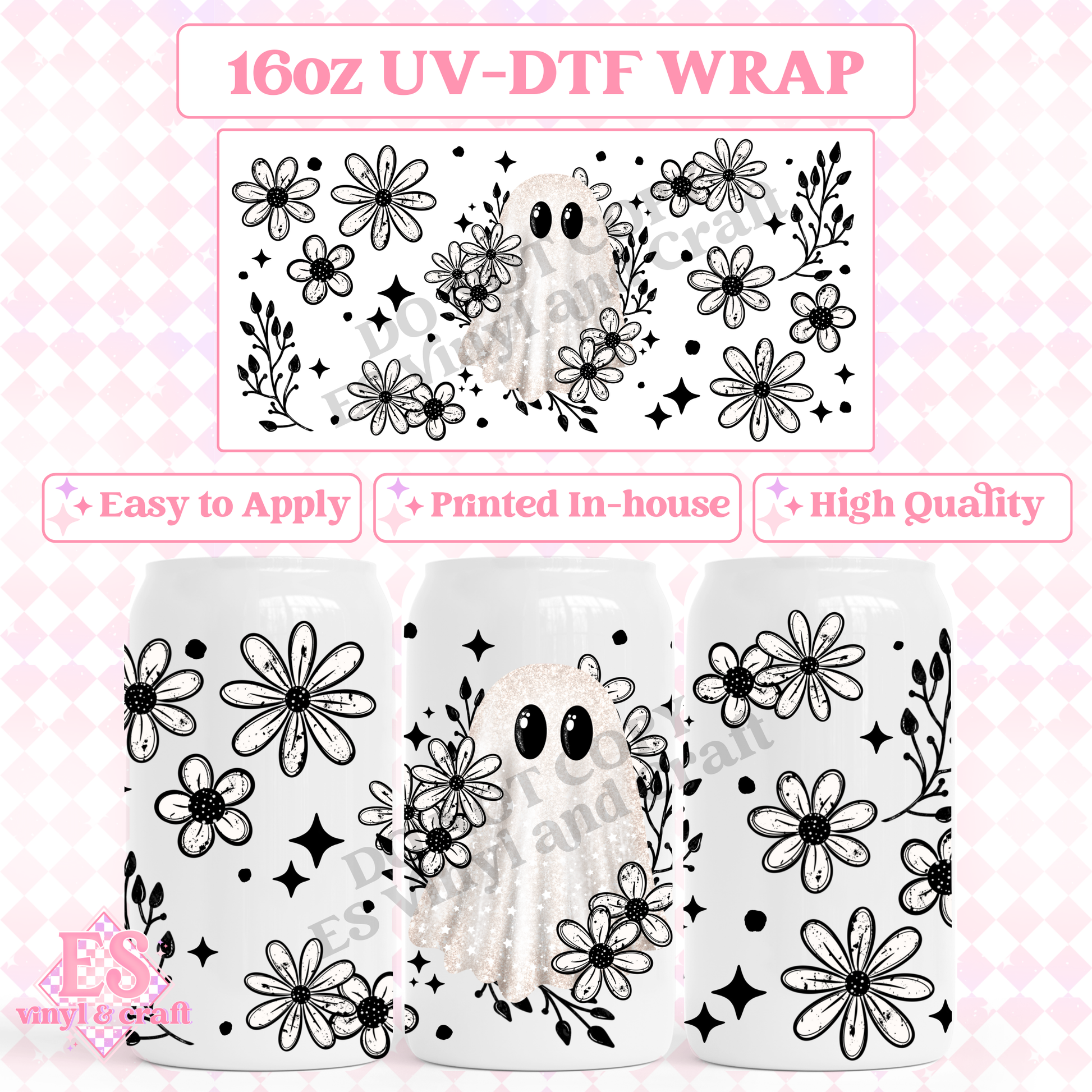 Daisy Ghostie - 16oz Beer Can / Libbey UV-DTF image 0