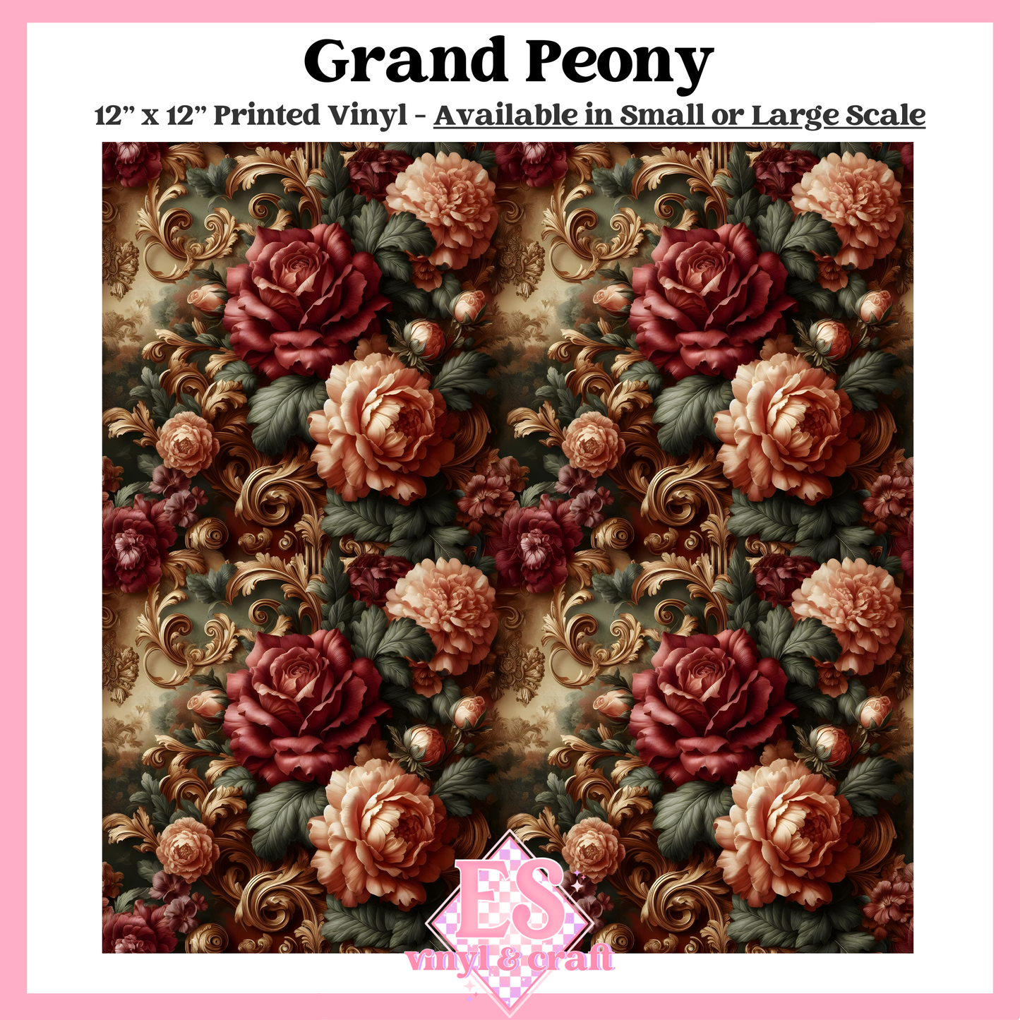 Grand Peony - Small or Large Scale Options - 12" x 12" Sheet image 0