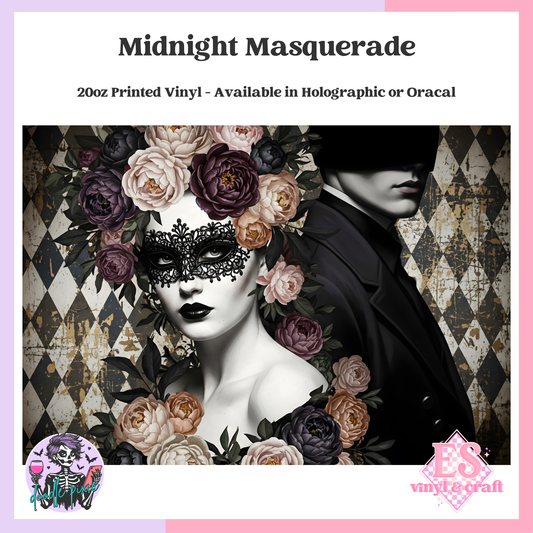 Midnight Masquerade - 20oz Printed Tumbler Self Adhesive Vinyl image 0